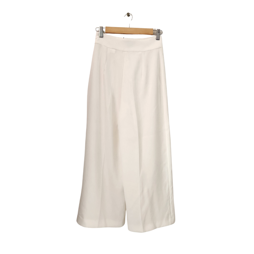 ZARA White Wide-leg High-waisted Pants, Brand New