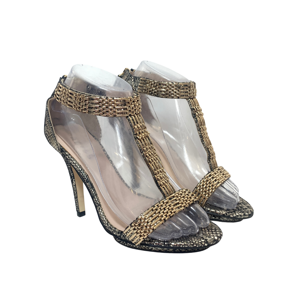 Gold t hotsell strap heels