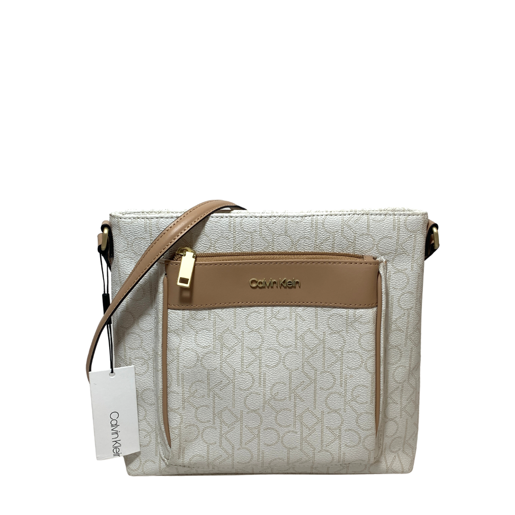 Calvin Klein Masonite Crossbody, Neutral White, Crossbody Bags, Clothing  & Accessories