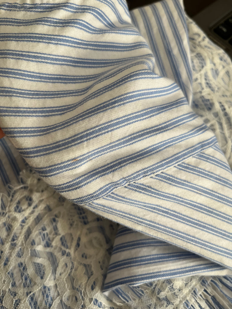 ZARA Blue & White Striped Lace Top | Gently Used |