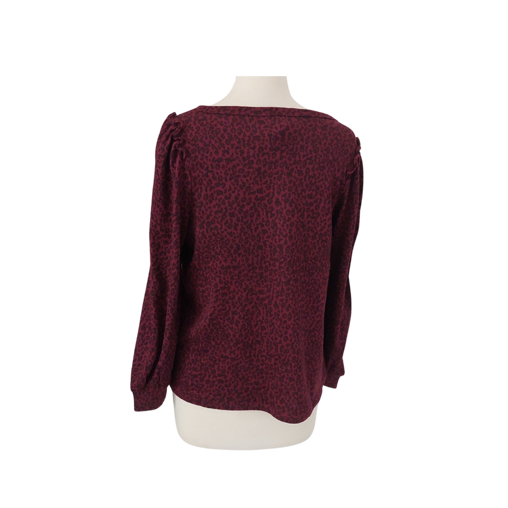 Banana Republic Maroon Cheetah Print Knit Top | Gently Used |