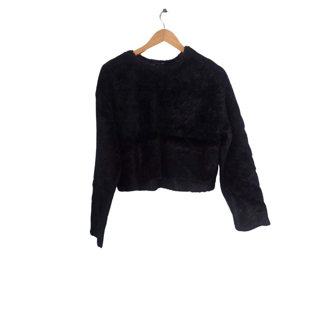 ZARA Black Fur Cropped Sweater | Like New |