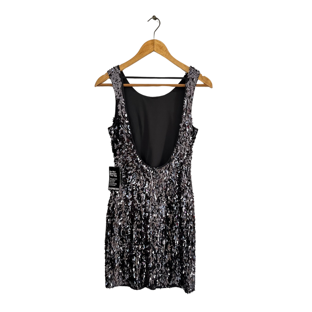 Express Gunmetal Sequins Low-back Dress | Brand New |