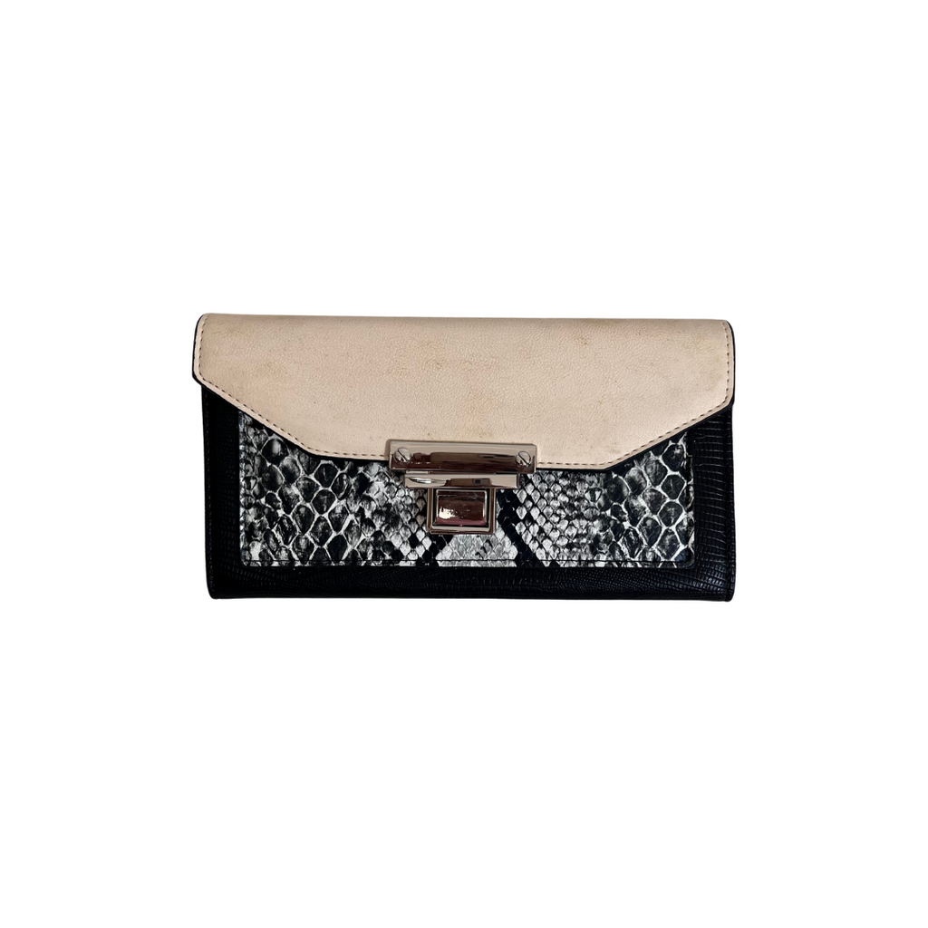 New Look Beige & Black Large Leatherette Wallet | Pre Loved |