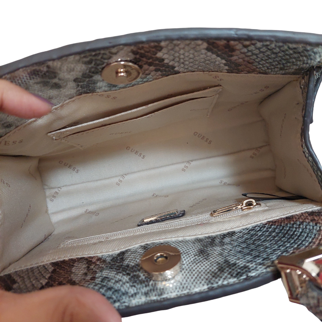 Guess Metallic Snake Print Moxie Mini Handbag | Gently Used |