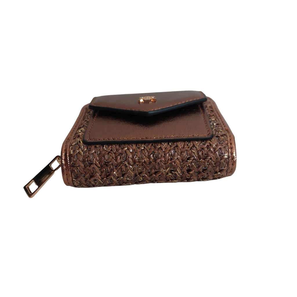 River Island Brown Raffia Panel Wallet | Like New |