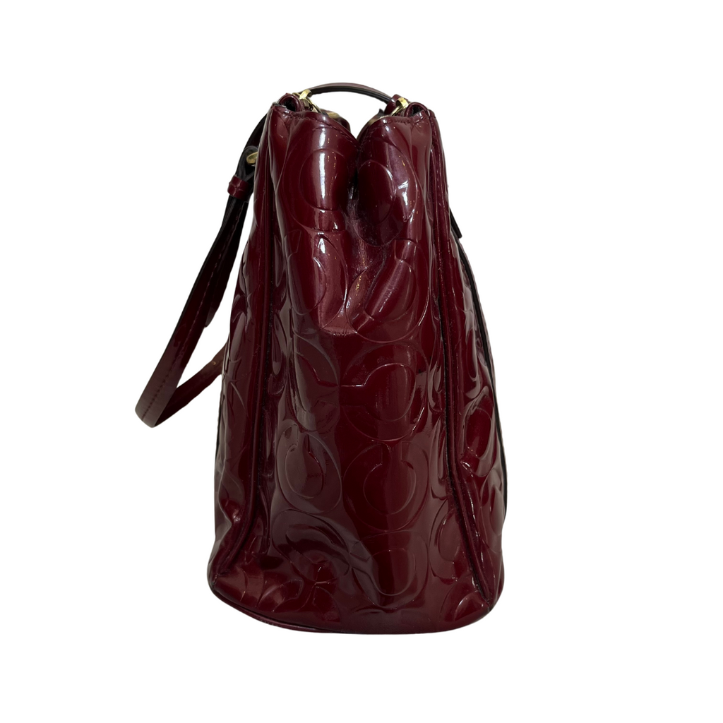 Coach Maroon Patent Leather Peyton Tote | Pre Loved |