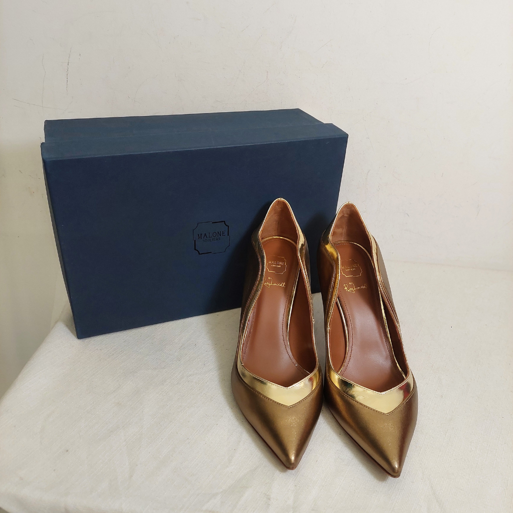 Malone Souliers Bronze/ Gold Penelope Heels | Gently Used |