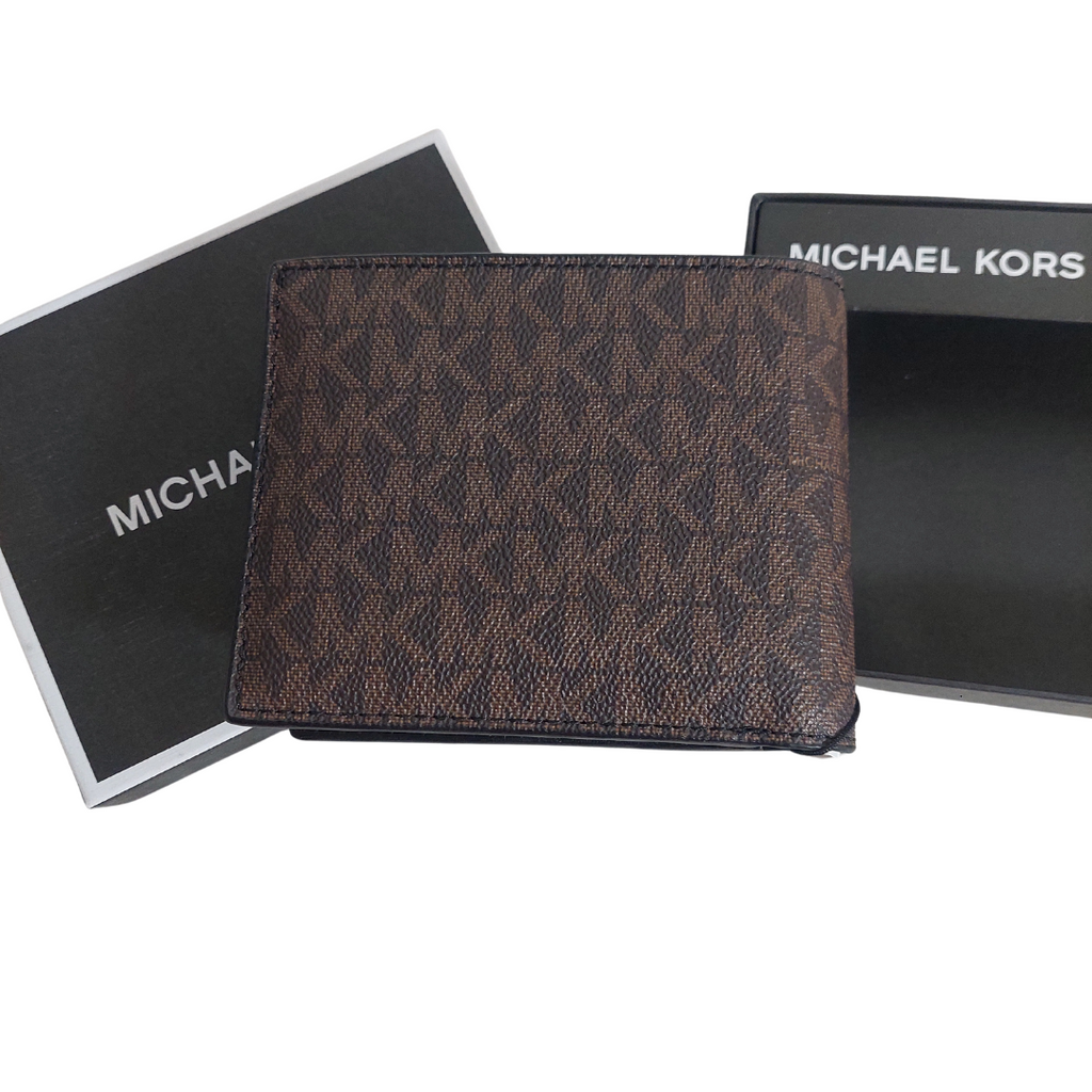 Michael Kors Men's Brown & Black Greyson Billfold Wallet | Brand New ...