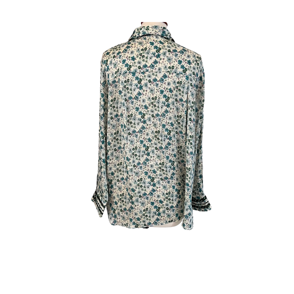 Zara Green Floral Printed Collared Shirt | Gently Used |