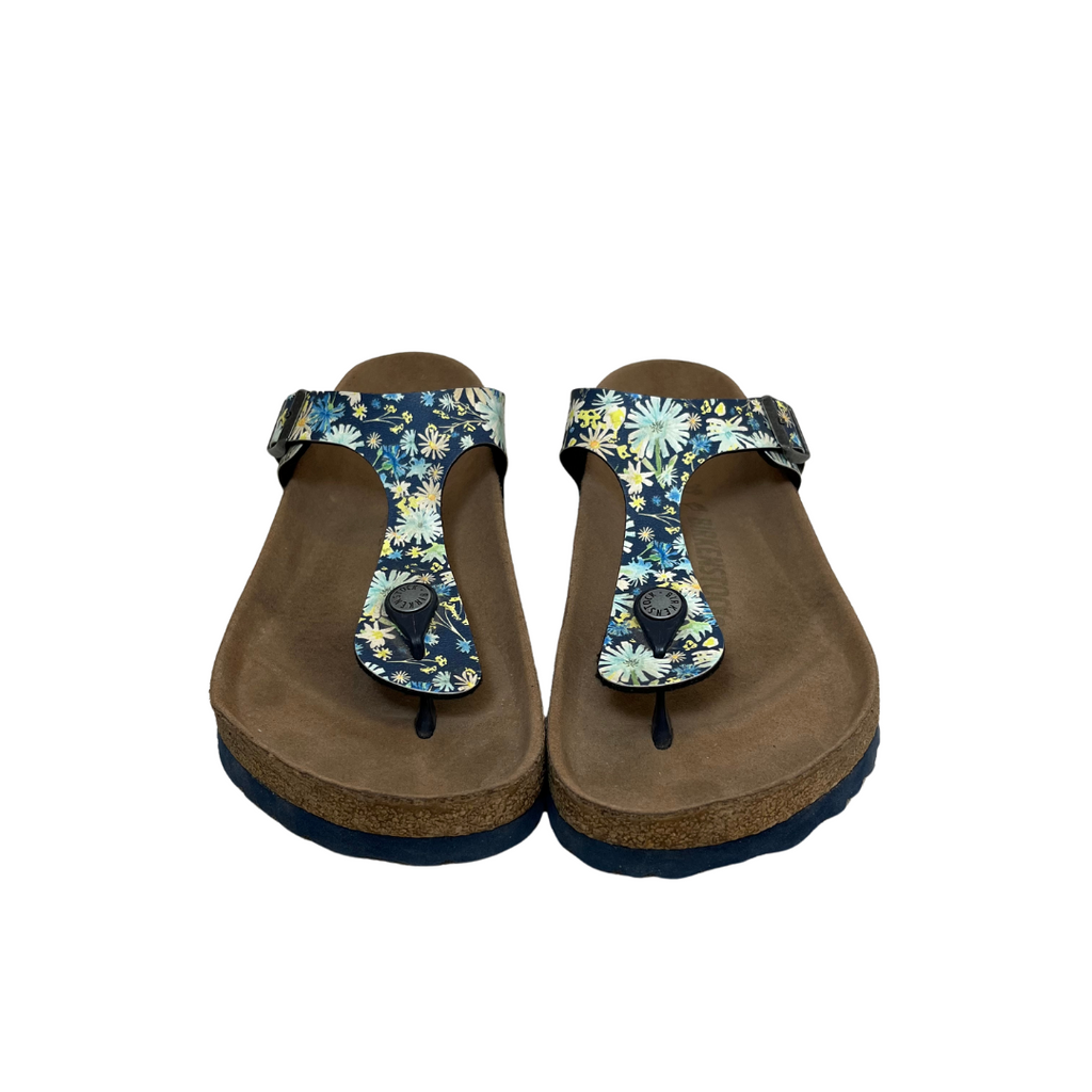 Birkenstock Blue Multicoloured Gizeh Vegan Birko-Flor Sandals | Pre Loved |