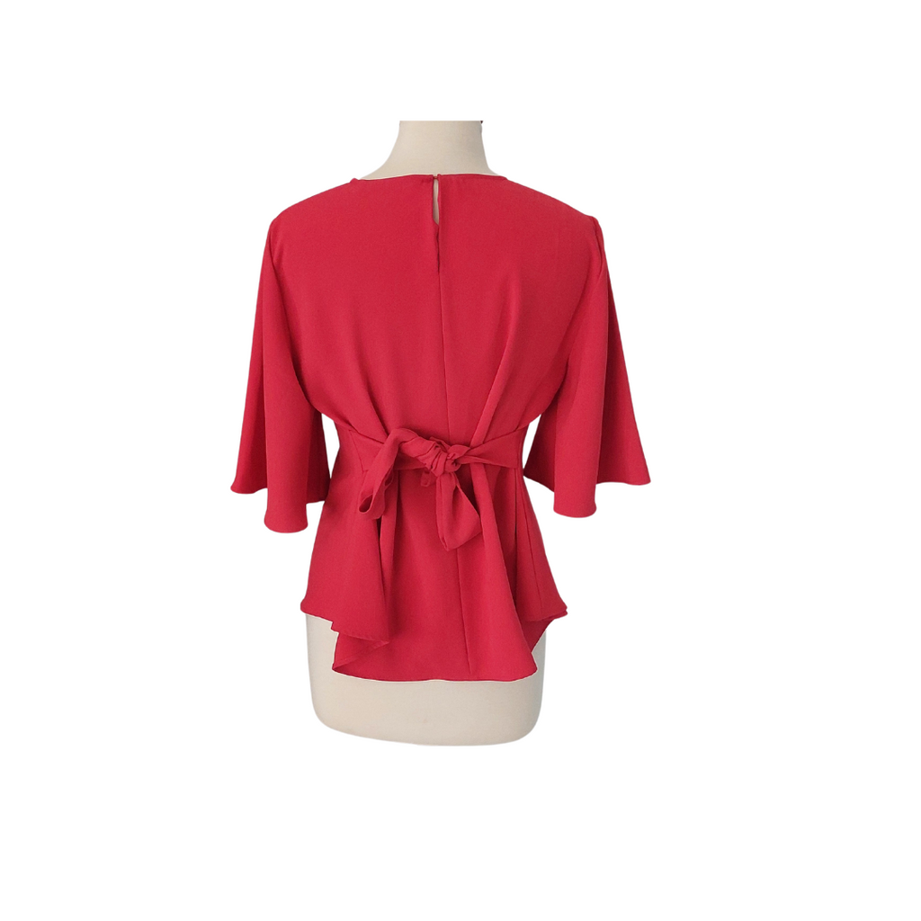 Zara Red Cut Out Waist Tie Blouse | Like New |