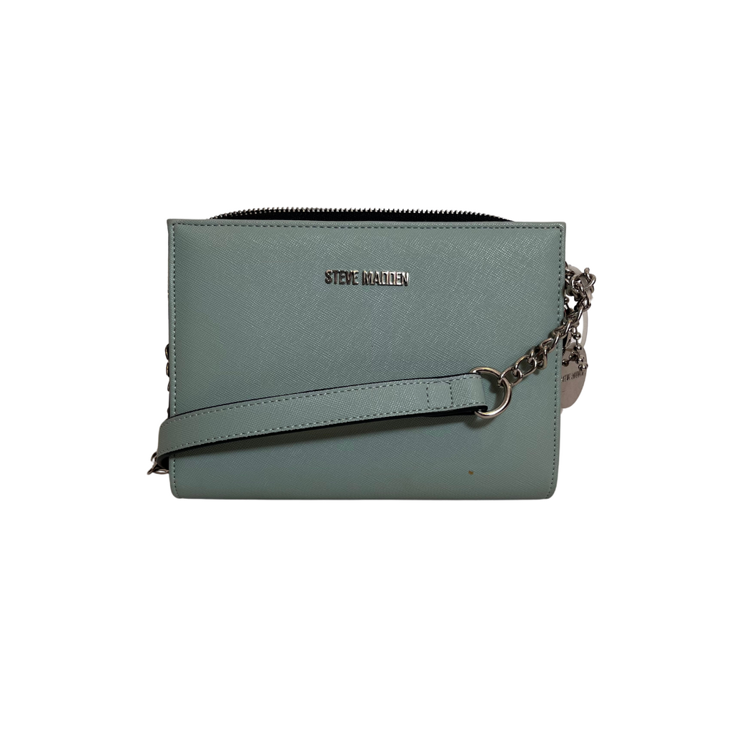 Steve Madden Sky Blue & Black Leatherette Crossbody Bag | Gently Used |