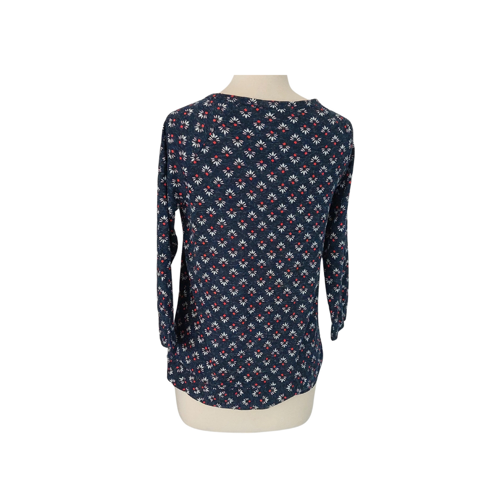 M&S Navy Floral Printed Round-neck Top | Brand New |