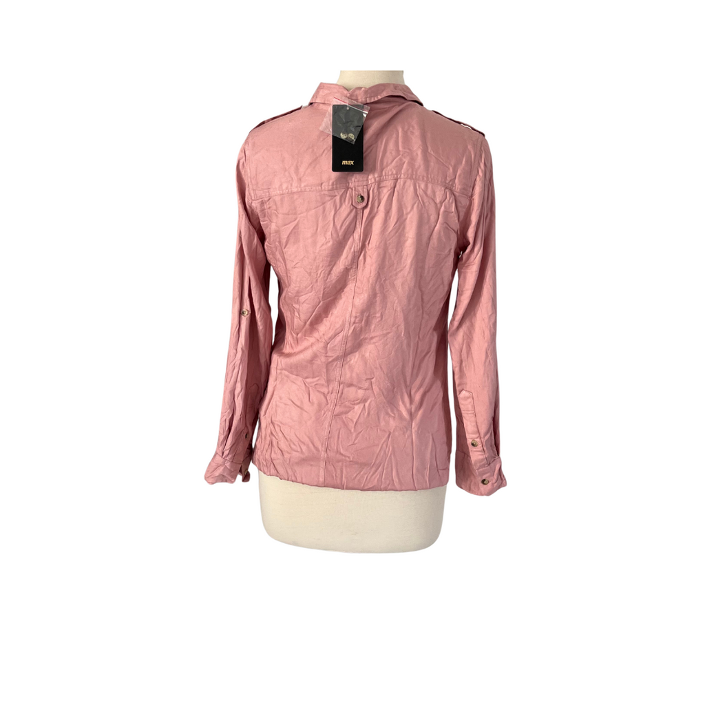 Max Dusty Pink Embroidered Collared Top | Brand New |