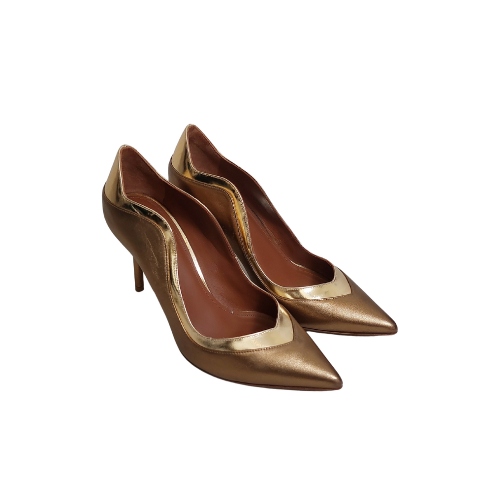 Malone Souliers Bronze/ Gold Penelope Heels | Gently Used |