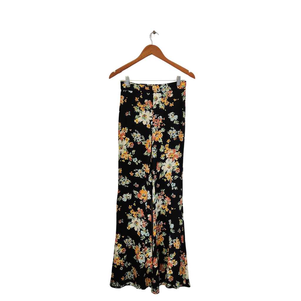 ZARA Black Floral Printed Flared Pants | Gently Used |