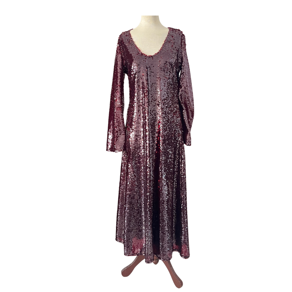 ZARA Burgundy Sequins Maxi Dress | Like New | | Secret Stash