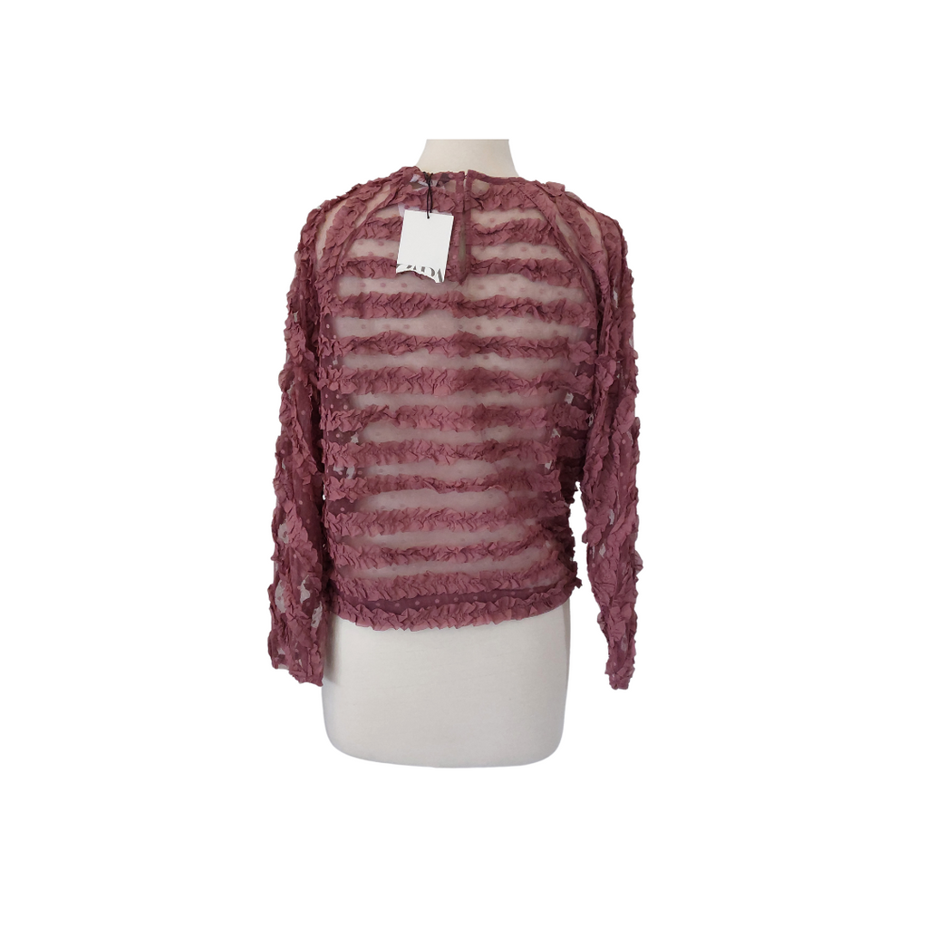 ZARA Dusty Pink Net Blouse | Brand New |