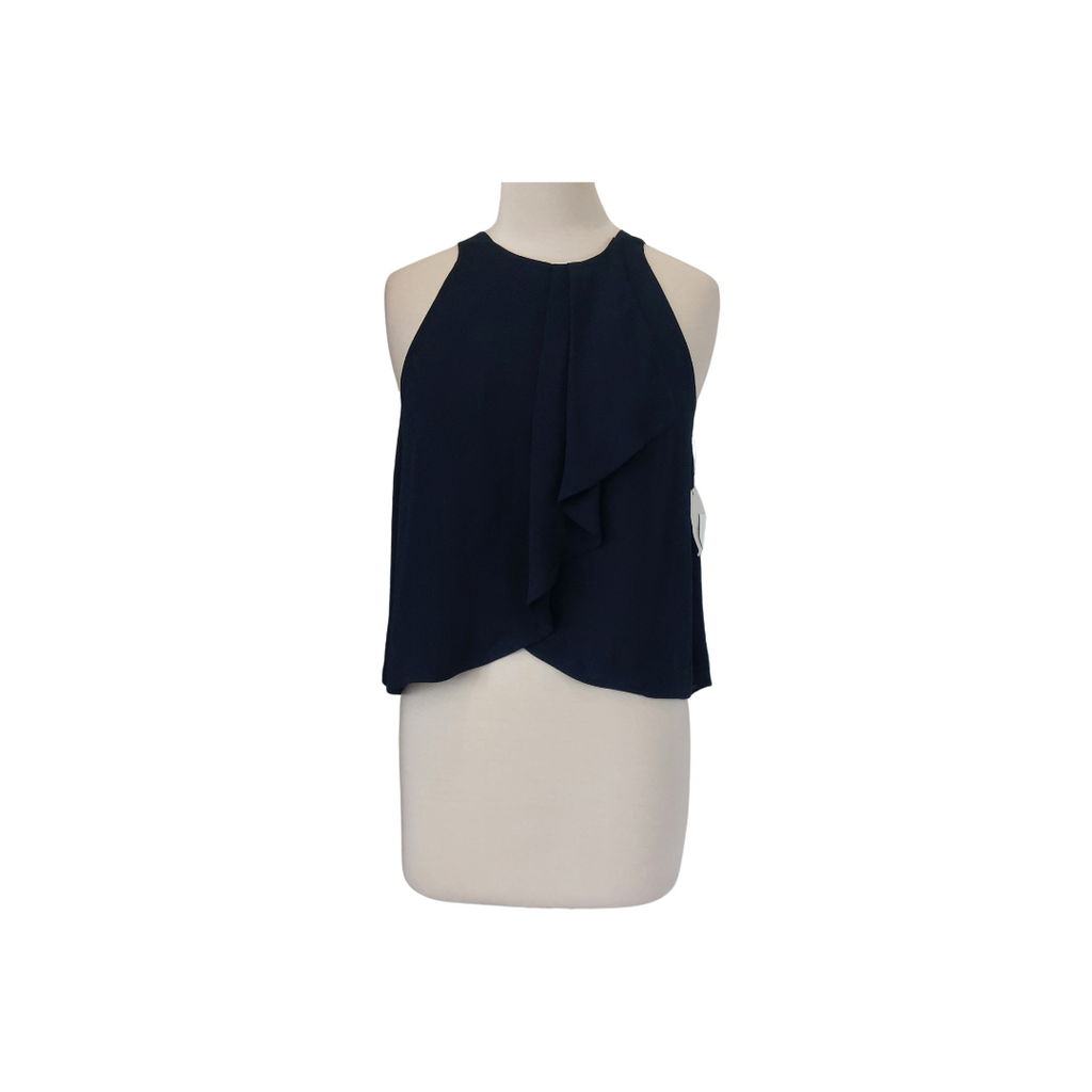 ZARA Navy Sleeveless Pleated Blouse | Brand New |