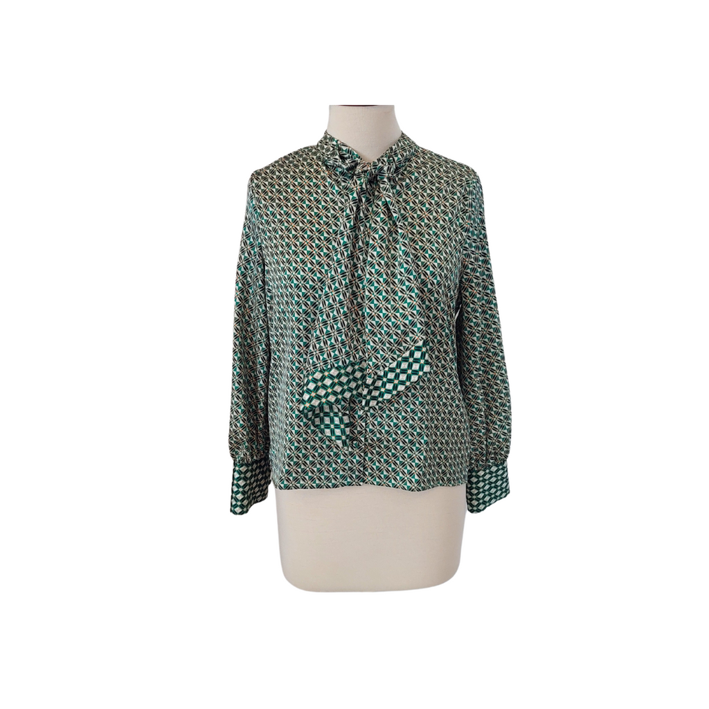 ZARA Green Printed Front-knot Top | Like New |