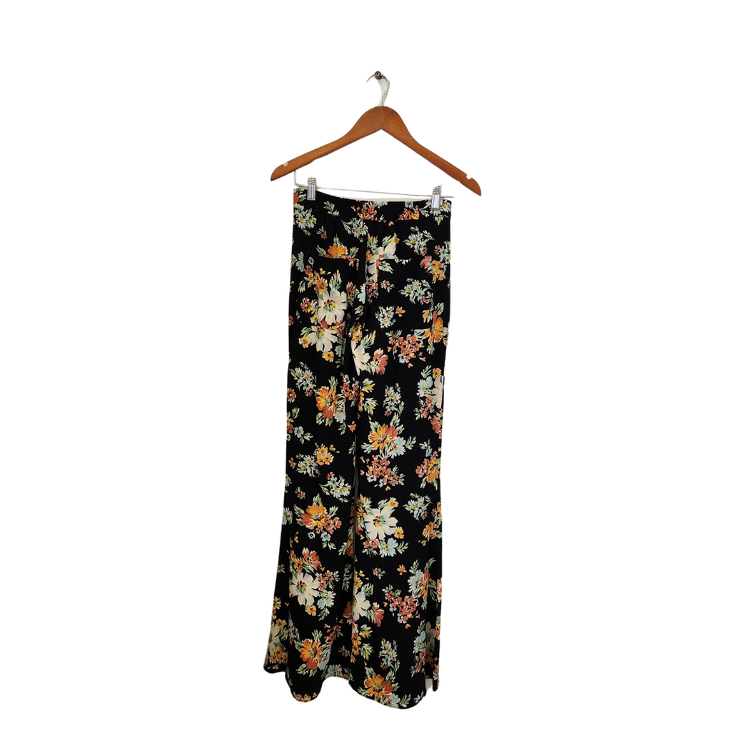 ZARA Black Floral Printed Flared Pants | Gently Used |