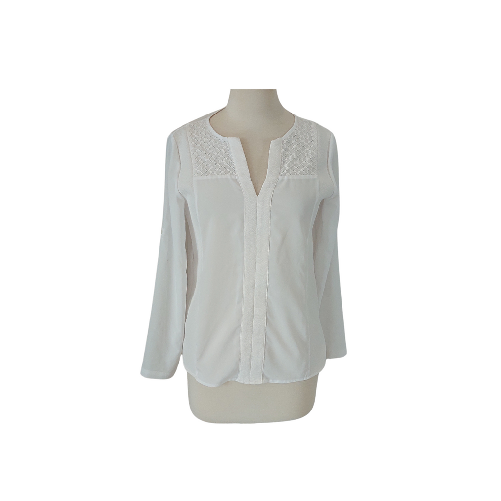 Calvin Klein White Textured & Lace Top | Pre Loved |