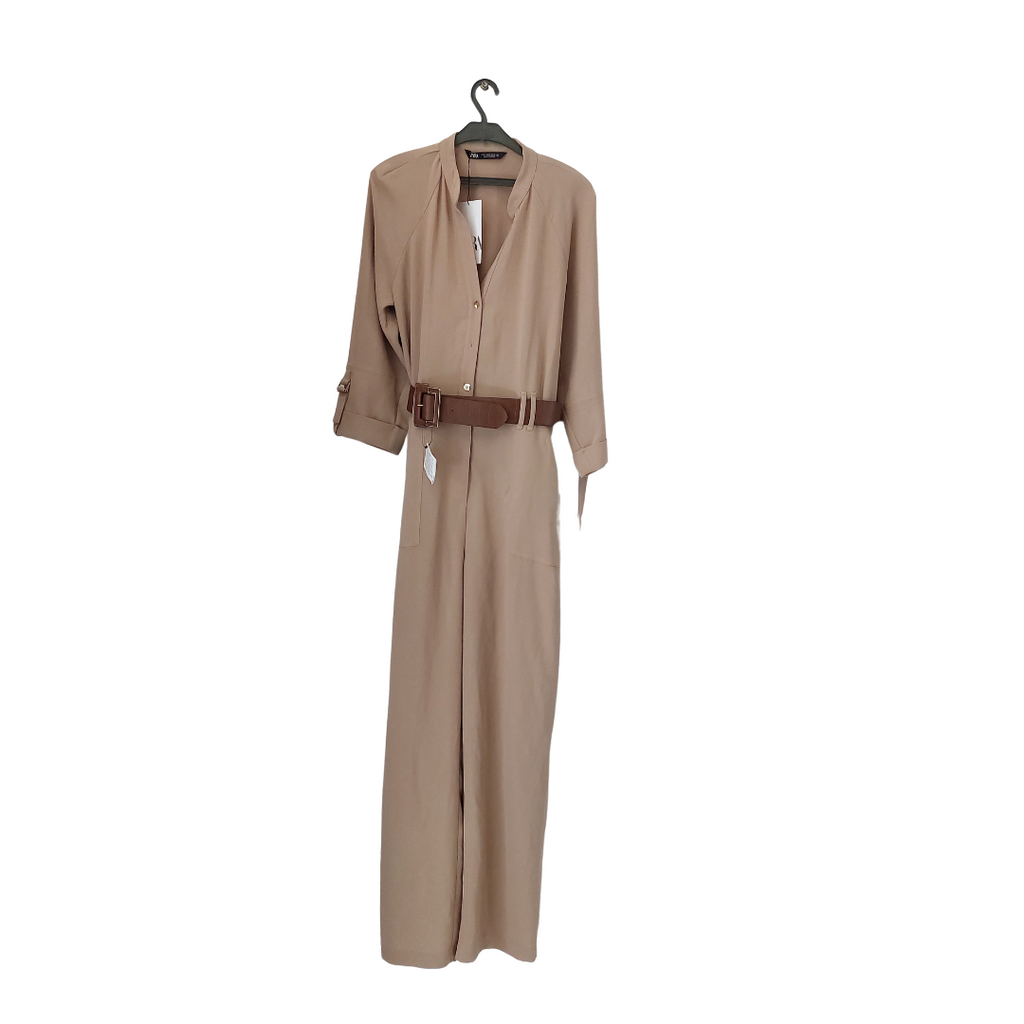 ZARA Brown Belted Jumpsuit | Brand New |