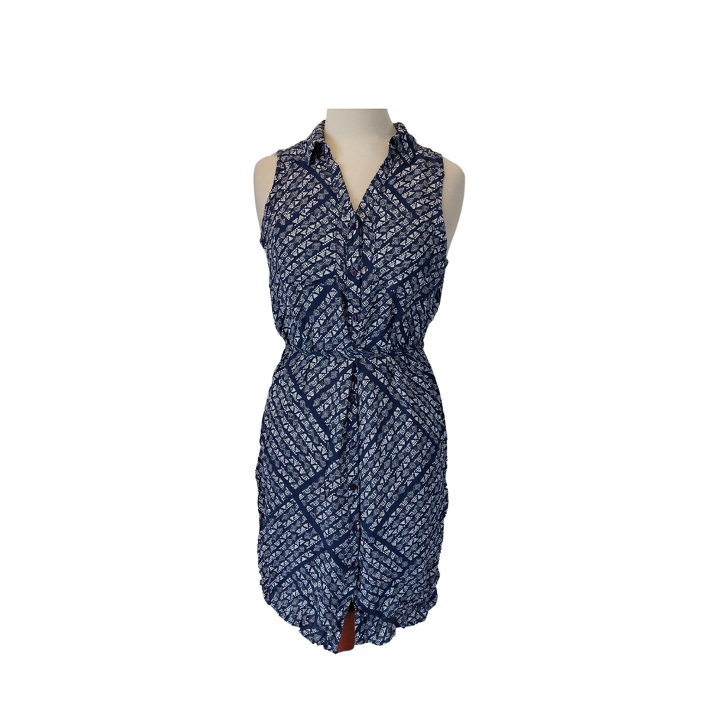 The Collection By Debenhams Blue Printed Button Down Knee Length Dress | Brand New |