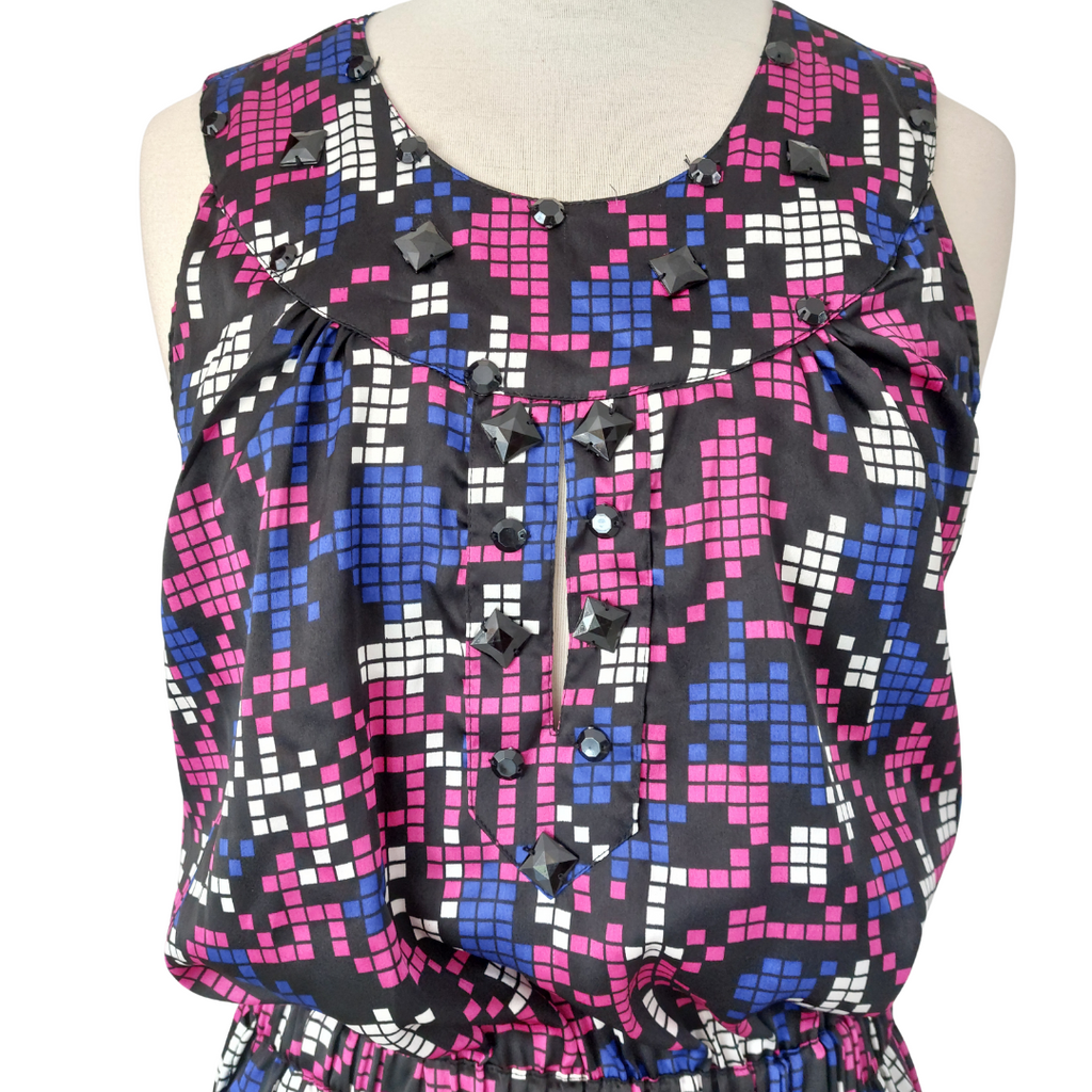 2b Bebe Black Multi Colour Printed Sleeveless top | Gently Used |