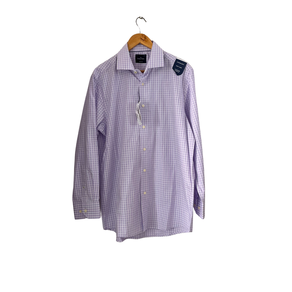 The Savile Row Company Men's Purple & White Checked Cotton Collared Shirt | Brand New |