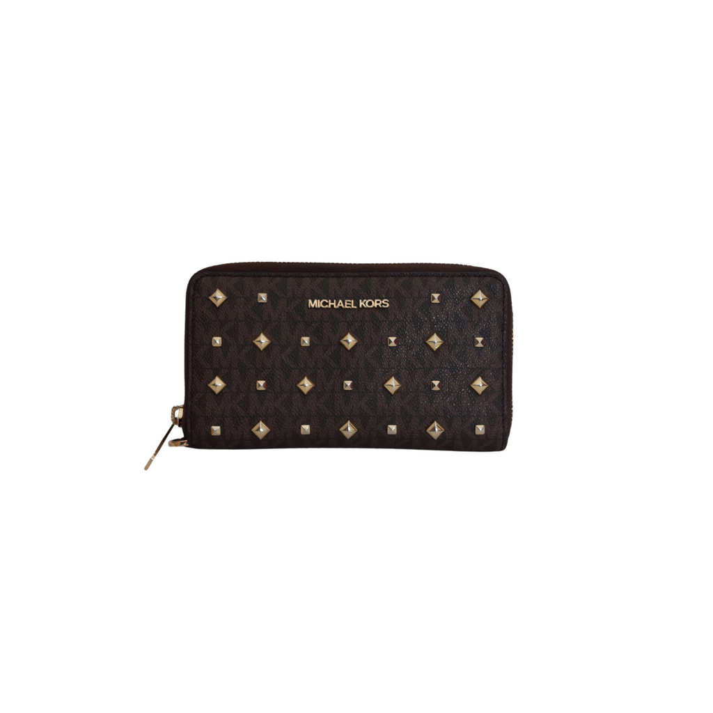 Michael Kors Monogram Studded Ziparound Wallet | Pre Loved |