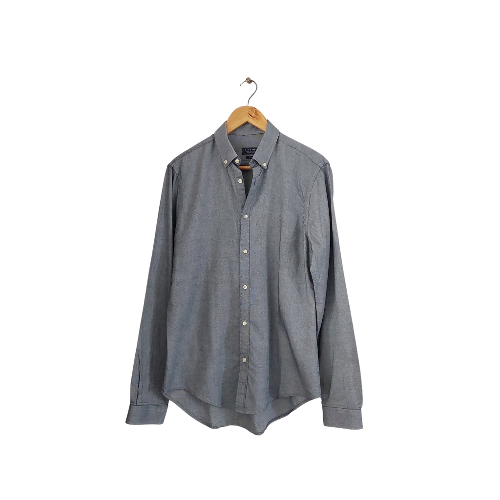 Zara Men's Blue & Grey Dot Print Collared Shirt | Gently Used |