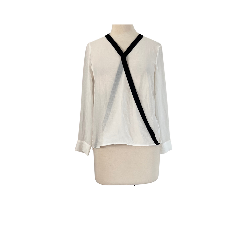 Splash White and black Sheer Wrap Top | Brand New |