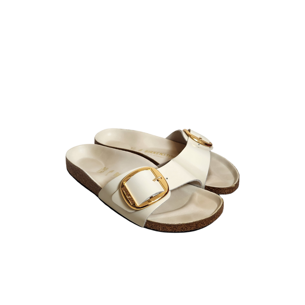 Birkenstock 'Madrid' Big Buckle High Shine Ecru Sandals | Gently Used |