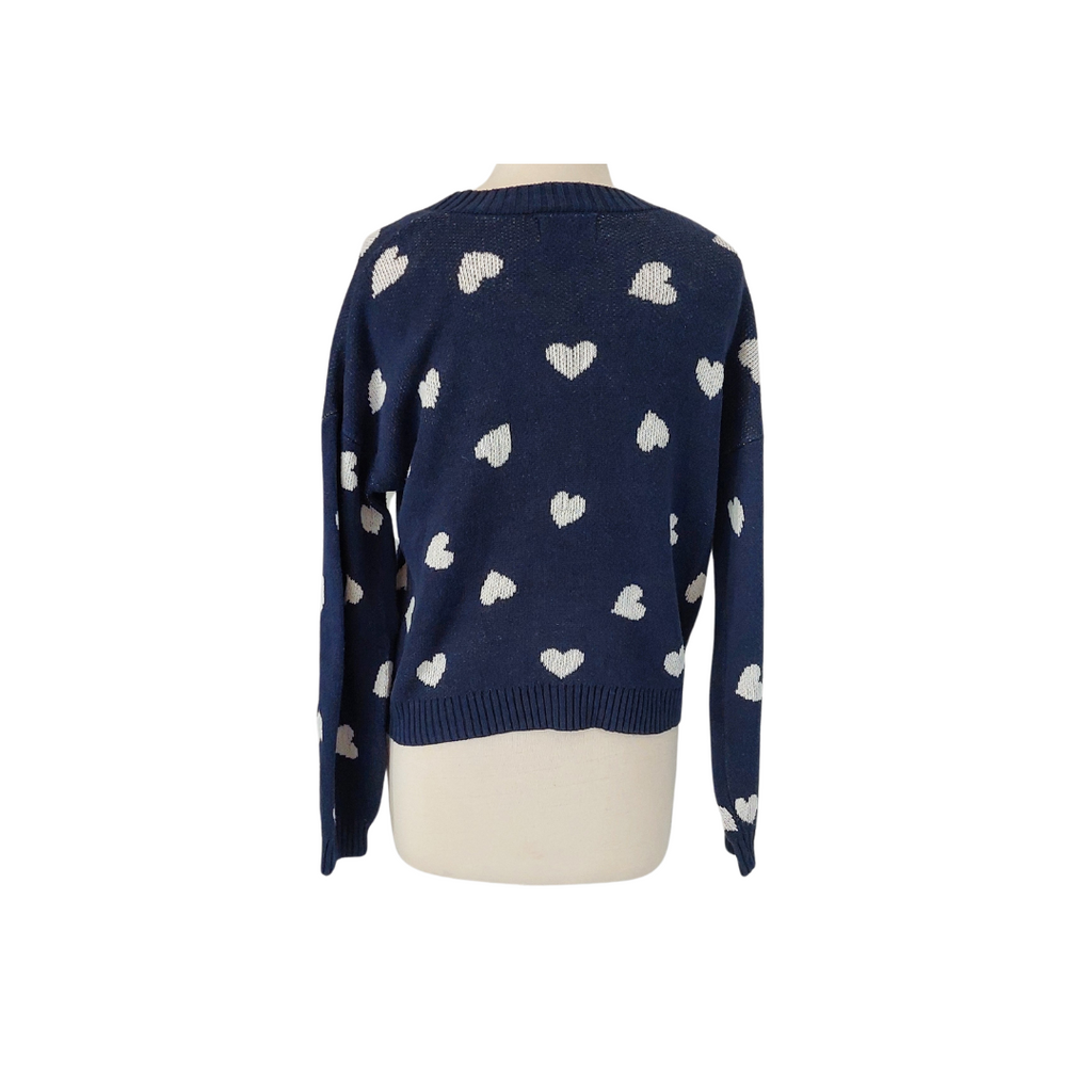 Old Navy Hearts Button-down Navy Sweater | Pre Loved |