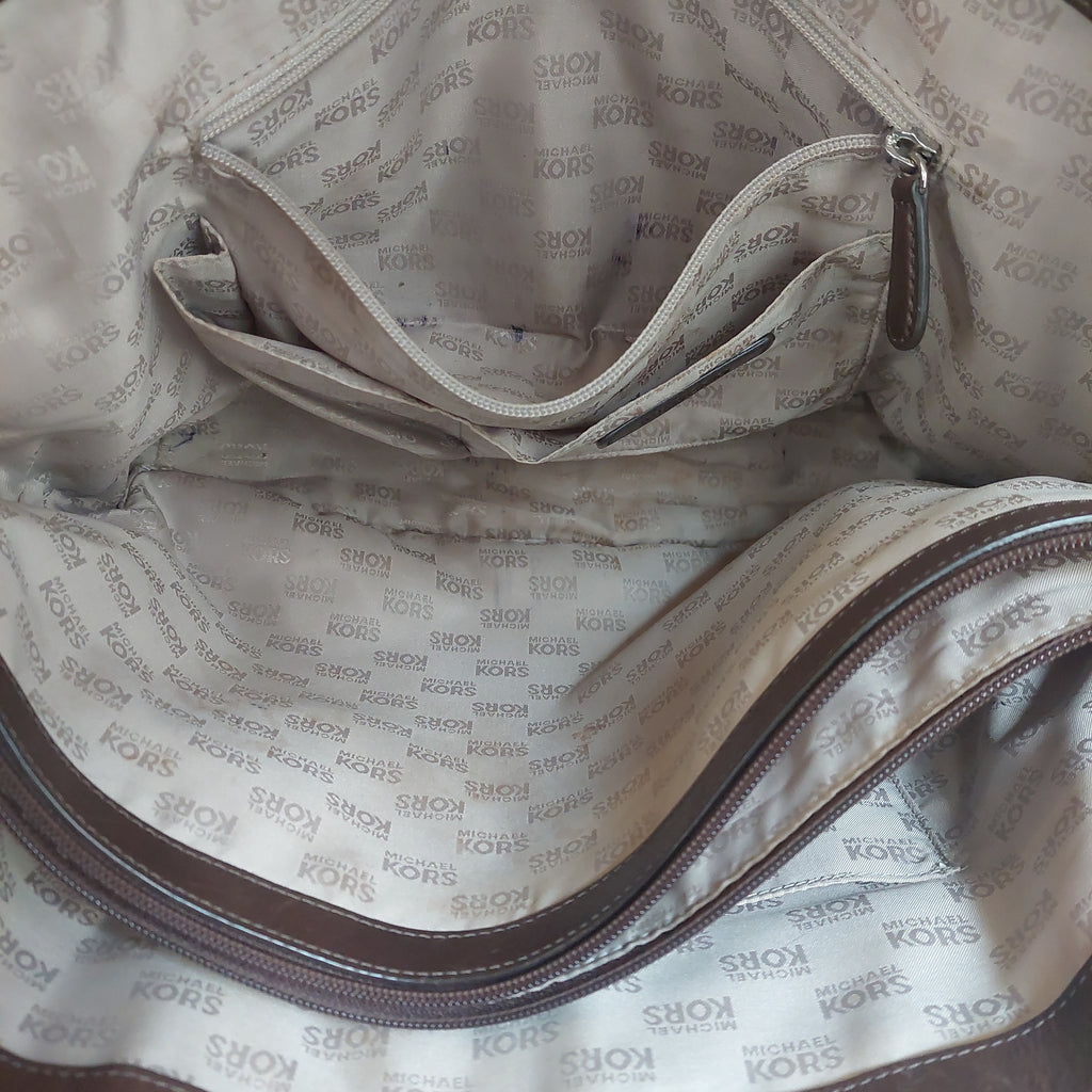 Buy the Michael Kors Leather Fulton Shoulder Bag Dark Brown | GoodwillFinds