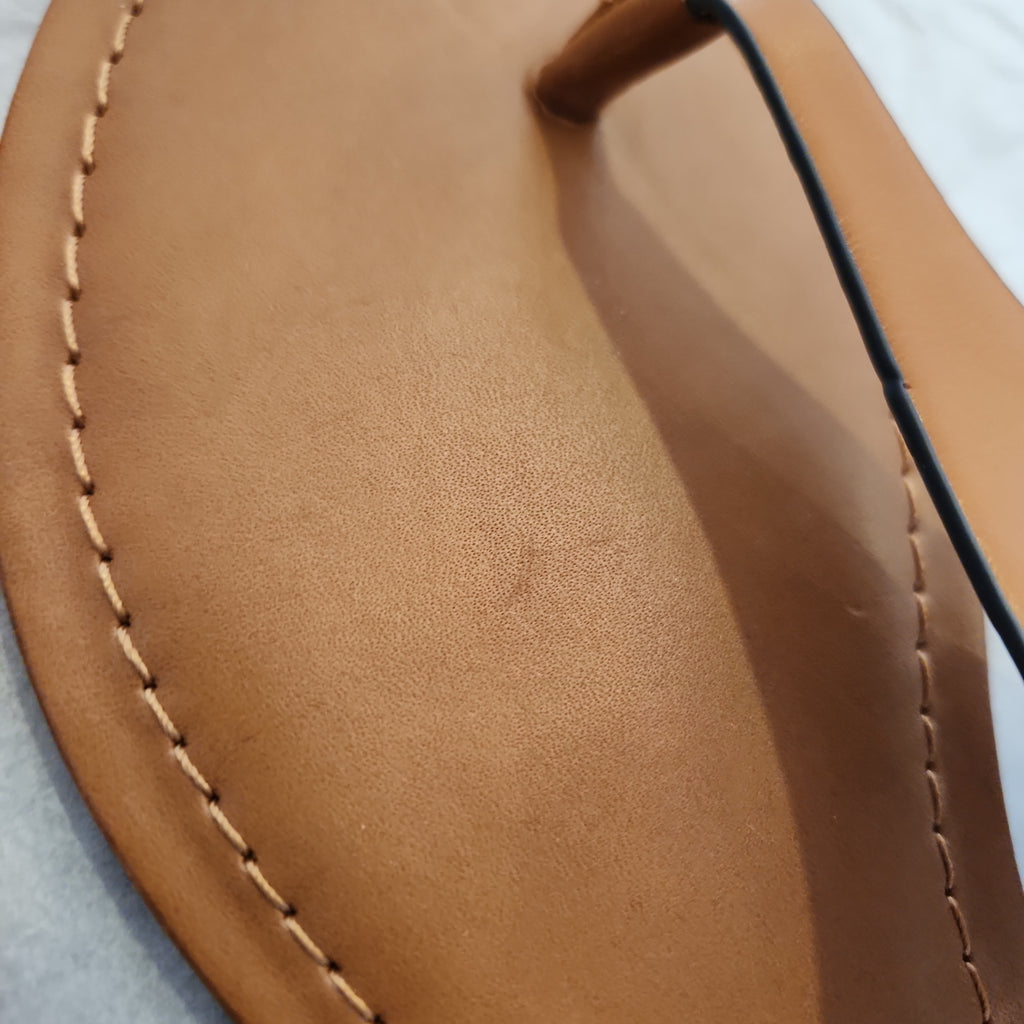 Tommy Hilfiger Tan Leather Thong Sandals | Gently Used |