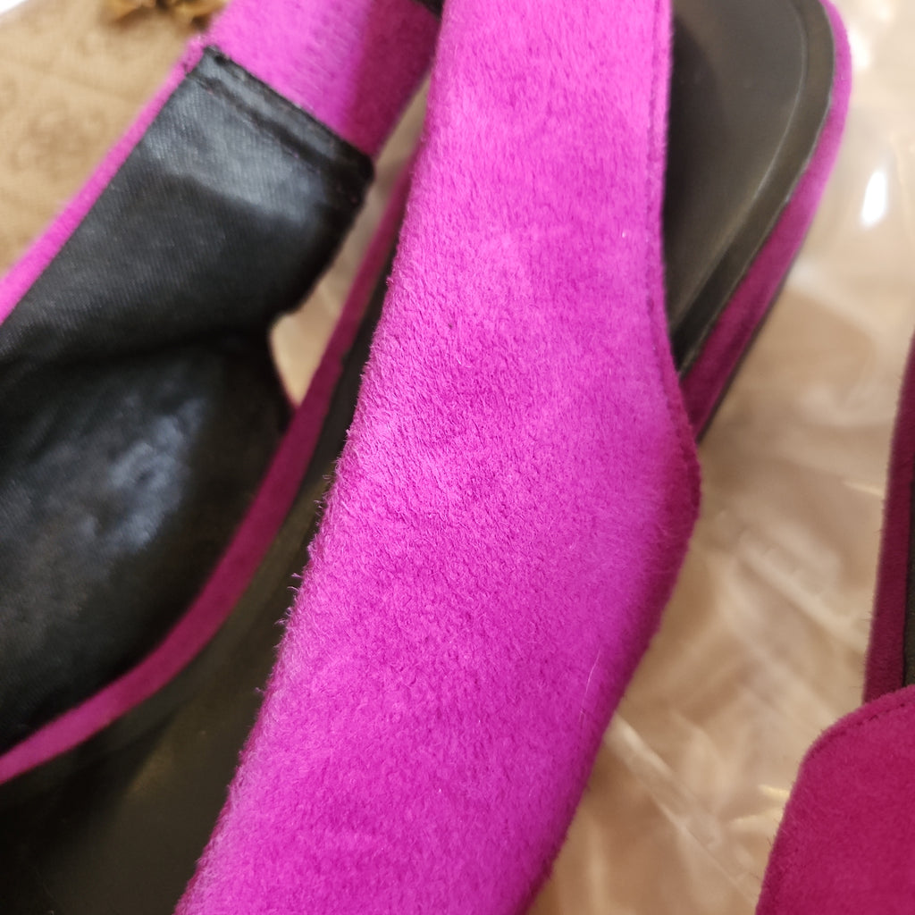 Mango Purple Suede Slingback Pointed Flats | Pre Loved |