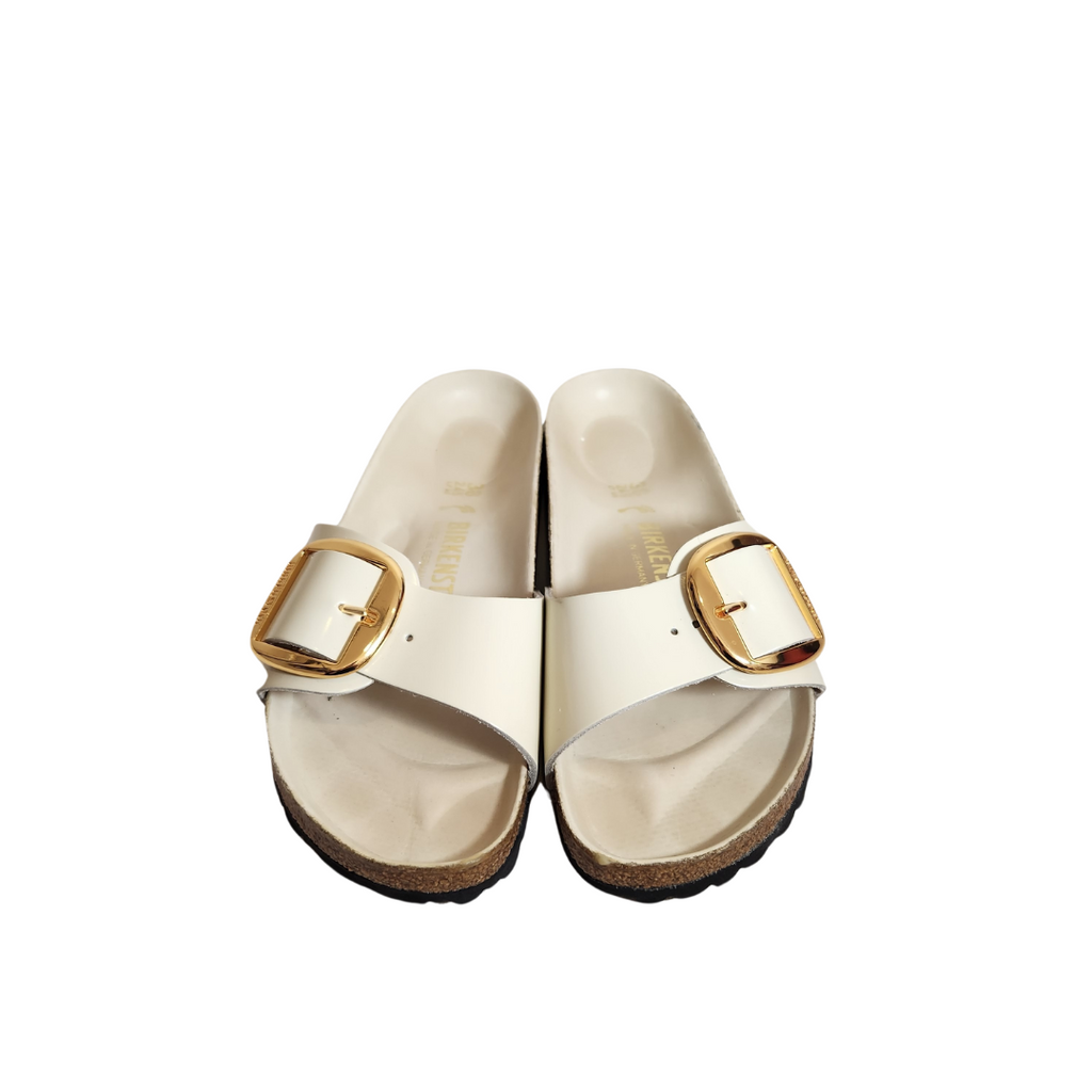 Birkenstock 'Madrid' Big Buckle High Shine Ecru Sandals | Gently Used |