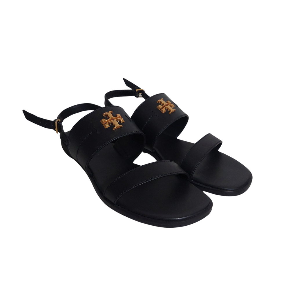 Tory Burch Black Leather Mini Everly Back-strap Sandals | Brand New |