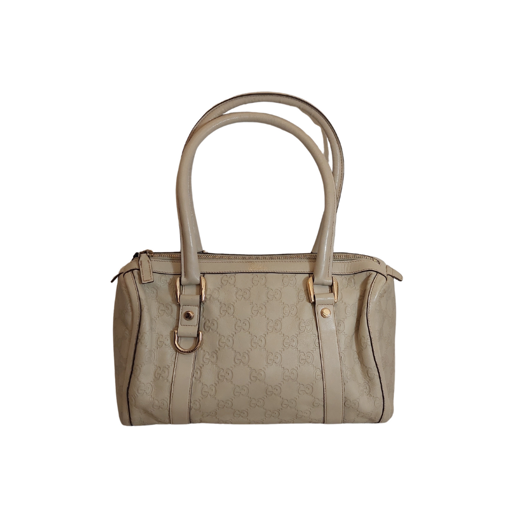 Gucci Ivory Leather Guccisma Abbey Boston Handbag | Pre Loved |