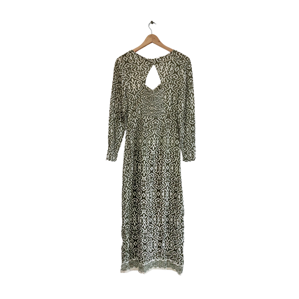 ZARA Green & Cream Printed Maxi Dress | Brand New |