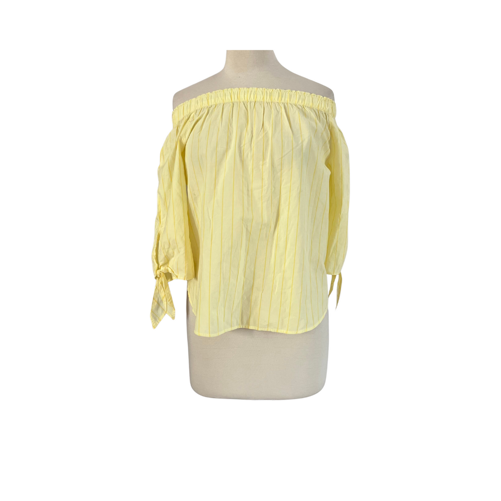 LOGG Label of Graded Goods Yellow Striped Off Shoulder Top | Brand New |