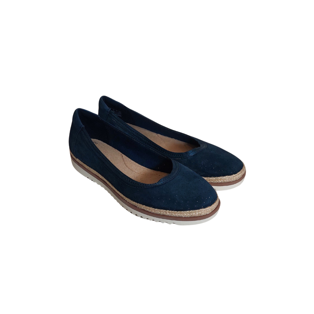 Clarks Navy Suede Serena Kellyn Slip-on Shoes | Brand New |