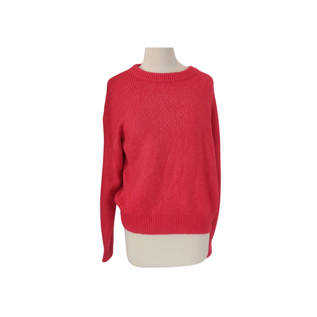 H&M Red Ribbed High-neck Knit Sweater | Brand New |