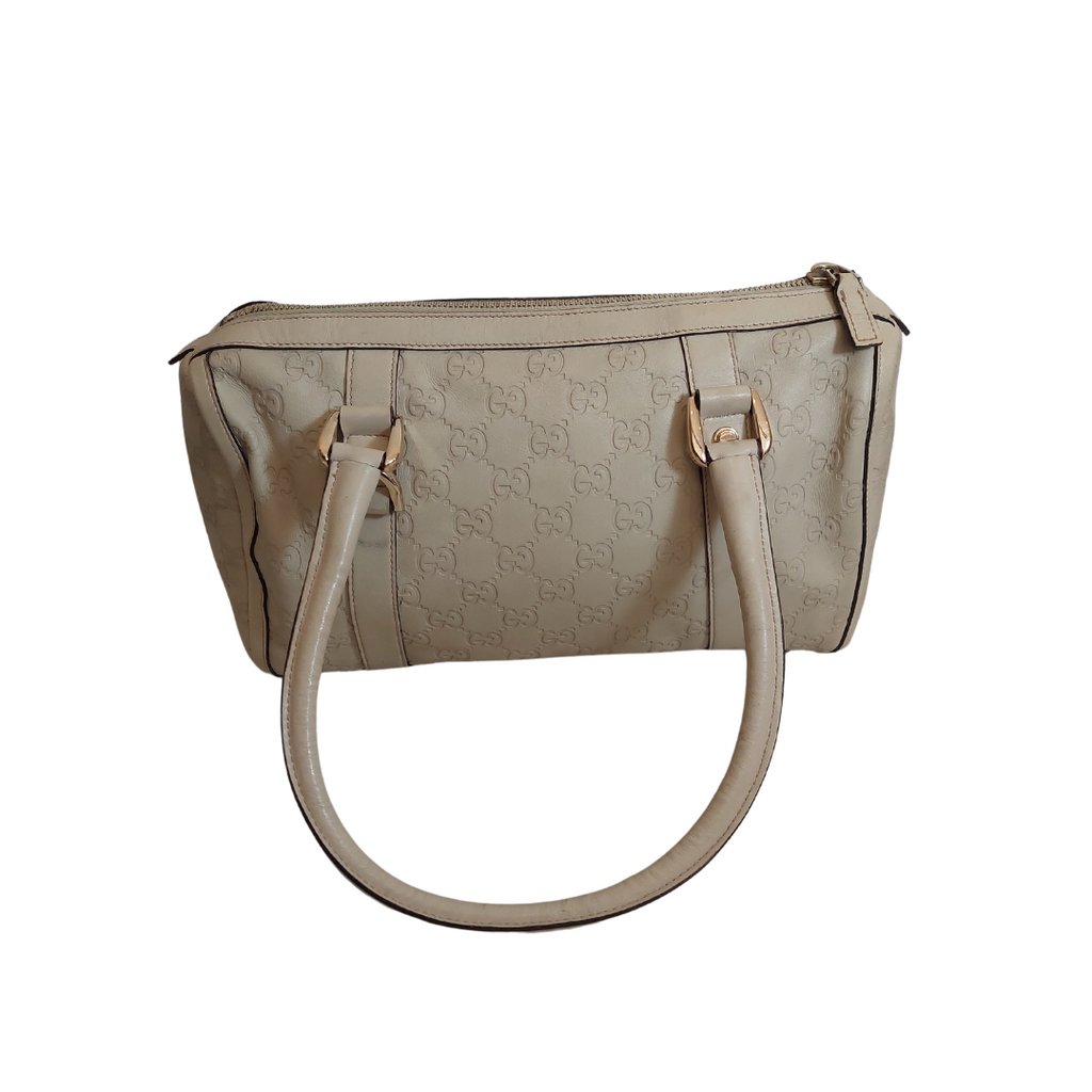 Gucci Ivory Leather Guccisma Abbey Boston Handbag | Pre Loved |