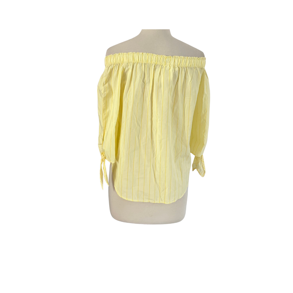 LOGG Label of Graded Goods Yellow Striped Off Shoulder Top | Brand New |