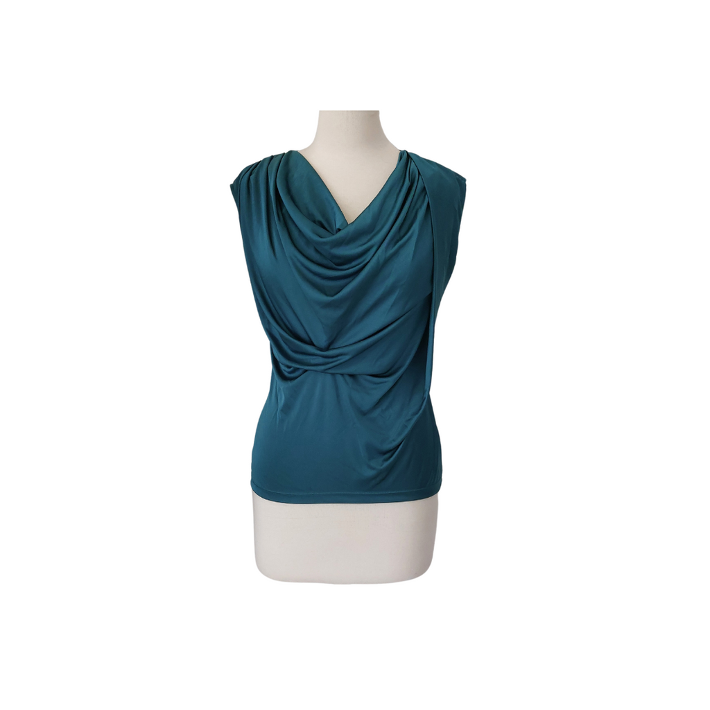 Jasper Conran Emerald Green Satin Cowl-neck Blouse | Pre Loved |