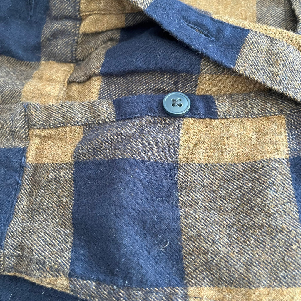 J.Crew Men's Blue & Brown Checked Flannel Shirt | Pre Loved |